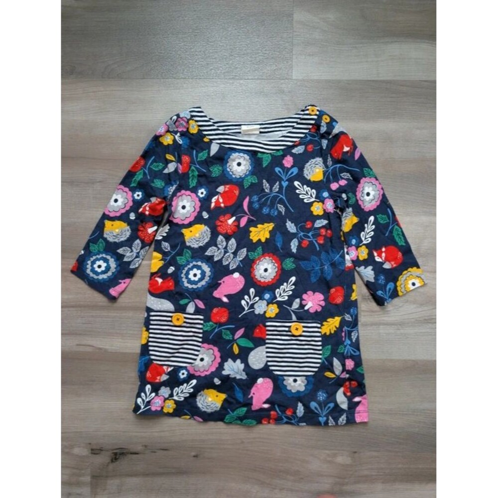 Mini Boden Navy Floral Print Dress Tunic, 9-10Y (U1)